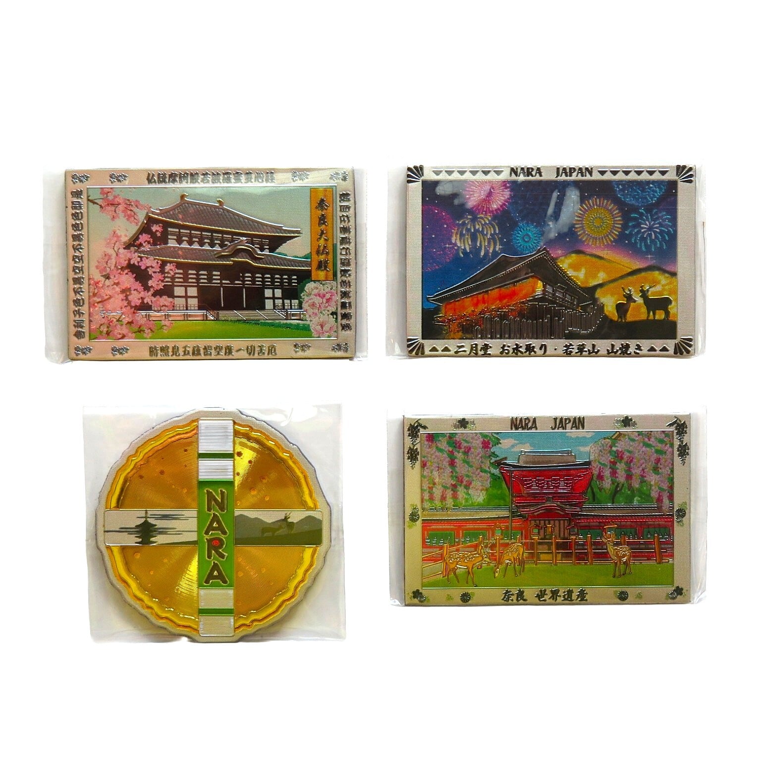 奈良 ミニマグネット （春日大社・若草山焼き・東大寺大仏殿・鹿