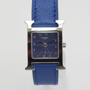 HERMES エルメス ［HH1.210 H］ クオーツ　ブルー　革ベルト　腕時計　レディース