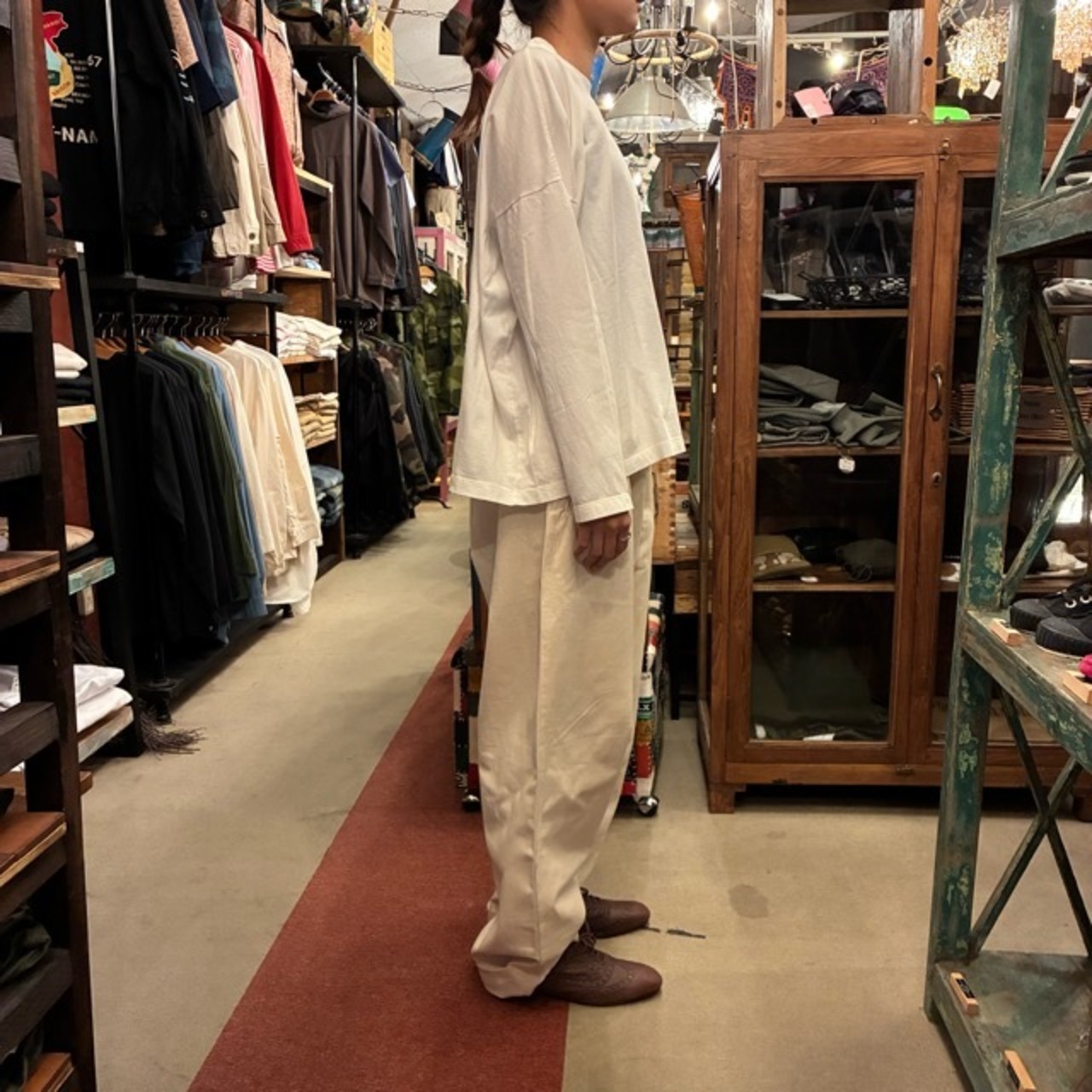 homspun 　ホームスパン　30/1天竺BIG ロングスリーブTシャツ　全4色　サラシ　ワイン　ネイビー　ブラック　コットン　綿　日本製　インナー　ホワイト