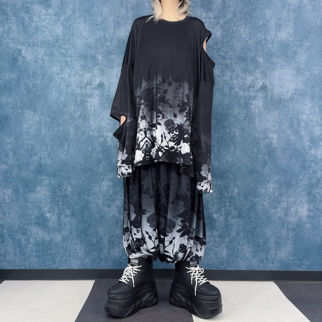 白黒GRADATION ROSEワイドサルエルパンツ | NIER CLOTHING