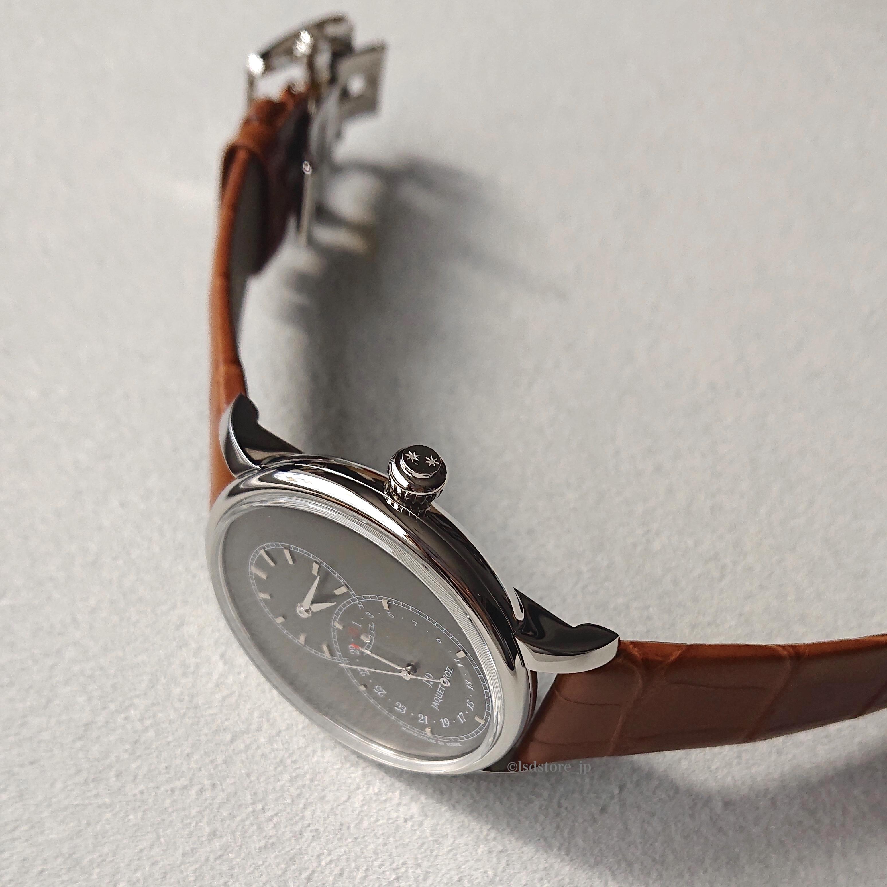 【JAQUET DROZ ジャケ・ドロー】GRANDE SECONDE QUANTIEME グラン・セコンド カンティエーム（サテンブラッシュ アントラサイト）／国内正規品 腕時計