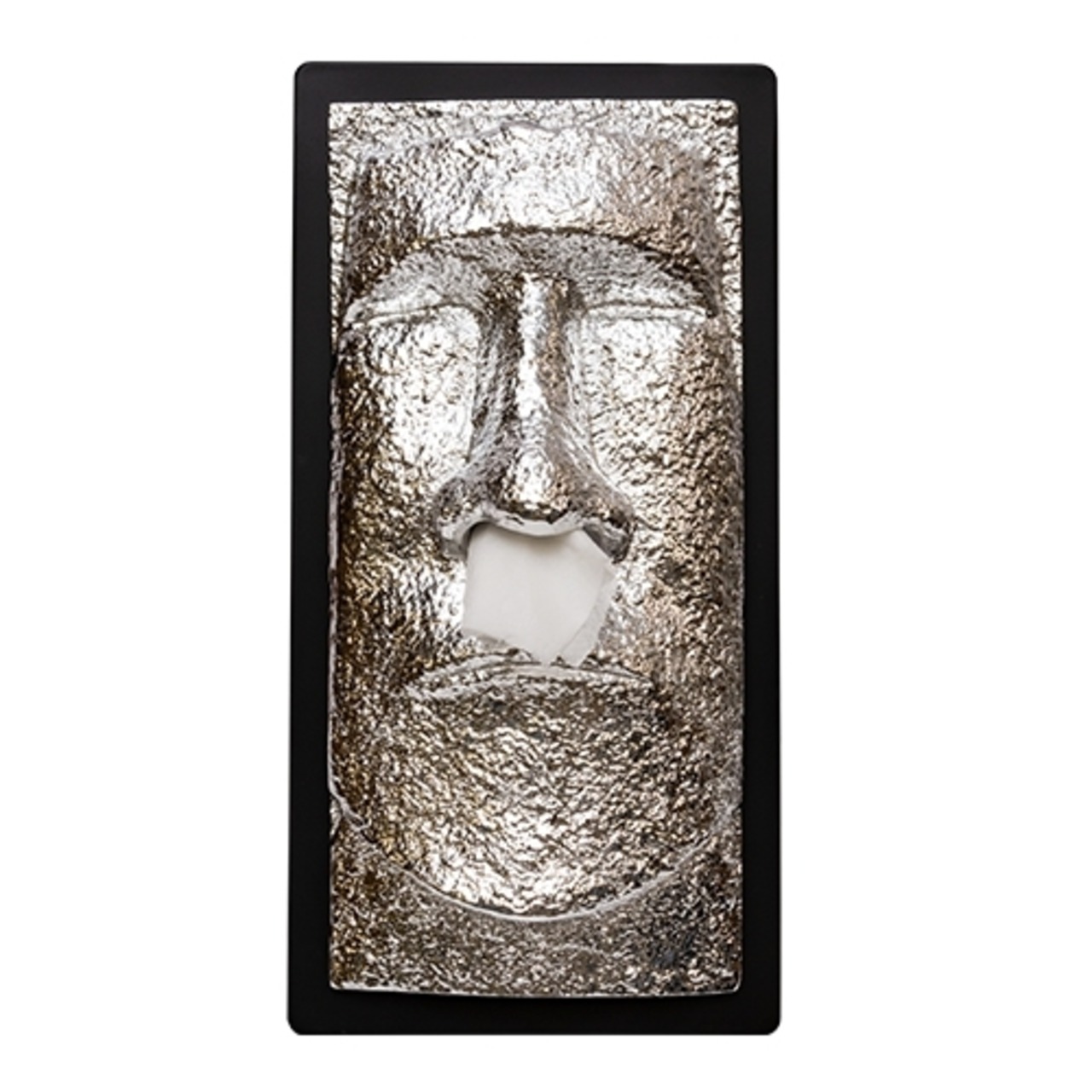 おもしろティッシュケース　フェイス「メタリックシルバー」 Fun Tissue Case Moai MetallicSliver ロータリーヒロ - 1