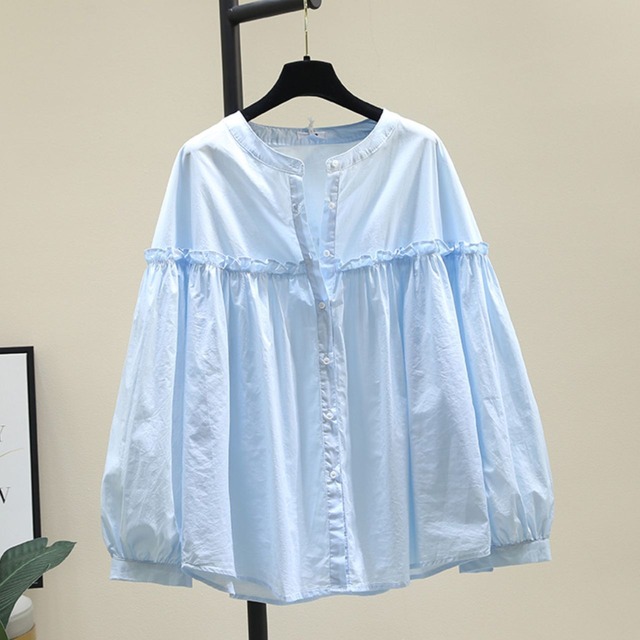 ギャザー×フリル風 ゆったりブラウス Ln00370