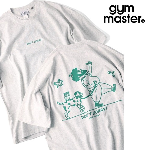 \gym master ジムマスター 7.4oz DON'T WORRY! ビッグTシャツ｜BE HAPPY オーバーサイズ 半袖 プリントTEE コットン100% G721709 アッシュ