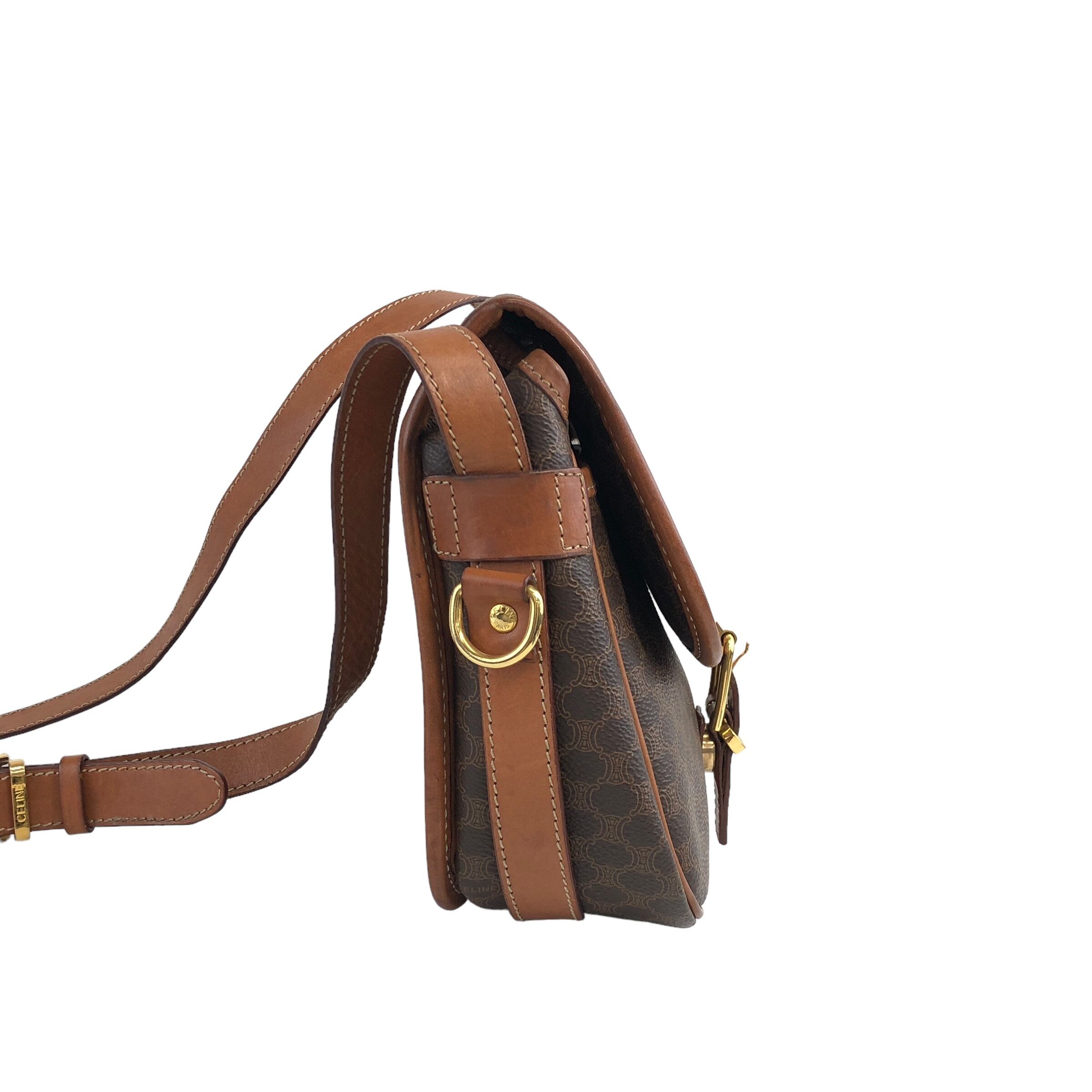 CELINE セリーヌ ショルダーバッグ ブラウン PVC レザー フロント