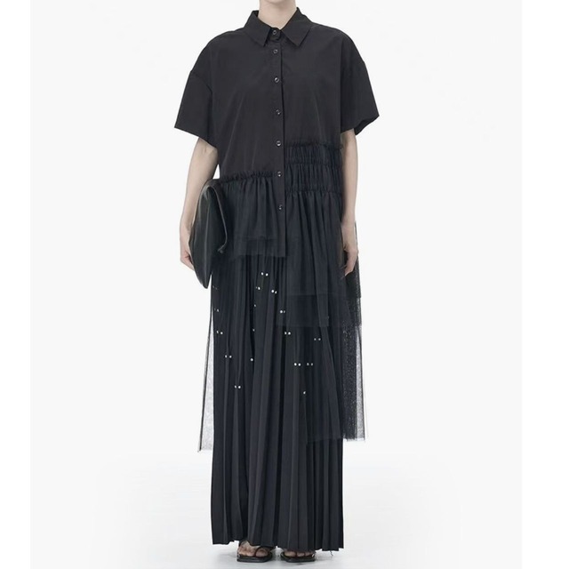 Tulle layered short shirt【3color】 C1038