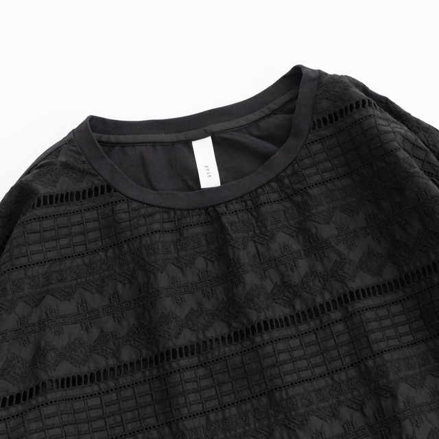 プリット prit 47/2サイロプレミアム天竺×刺&レース切替袖ゴムコクーンプルオーバー(P92354)全2色【レターパックプラス可】