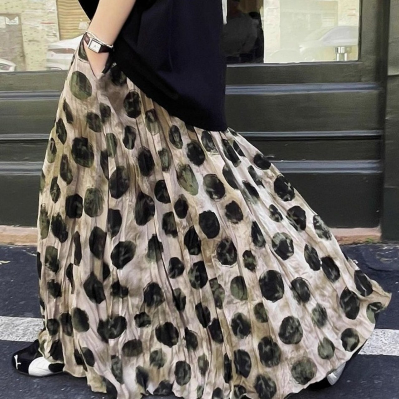 Dot Fluttering Long Skirt / ドット フラタリング ロング スカート