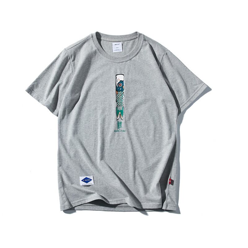 夏のシンプルで用途の広い白い綿のTシャツメンズスモールフレッシュカーププリントラウンドネックカジュアルトレンド半袖メンズ-アリババ ホワイト コットン サマー 夏物 Oネック hip6-161174097167295