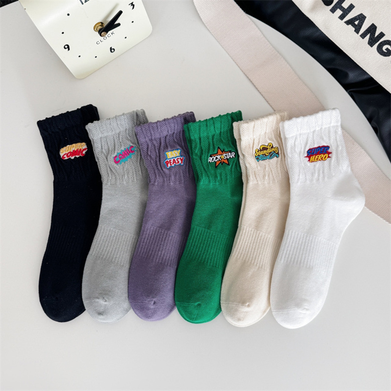 ストリート スケボー 刺繍 靴下4点セット G235