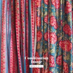 ブロックプリント生地【50cm単位】インド綿 ストライプ柄 青×ピンク×赤 #17127-BL2