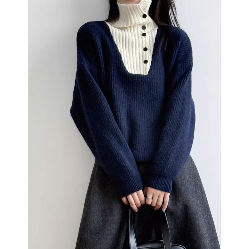 レイヤード風リブニットプルオーバー 202254