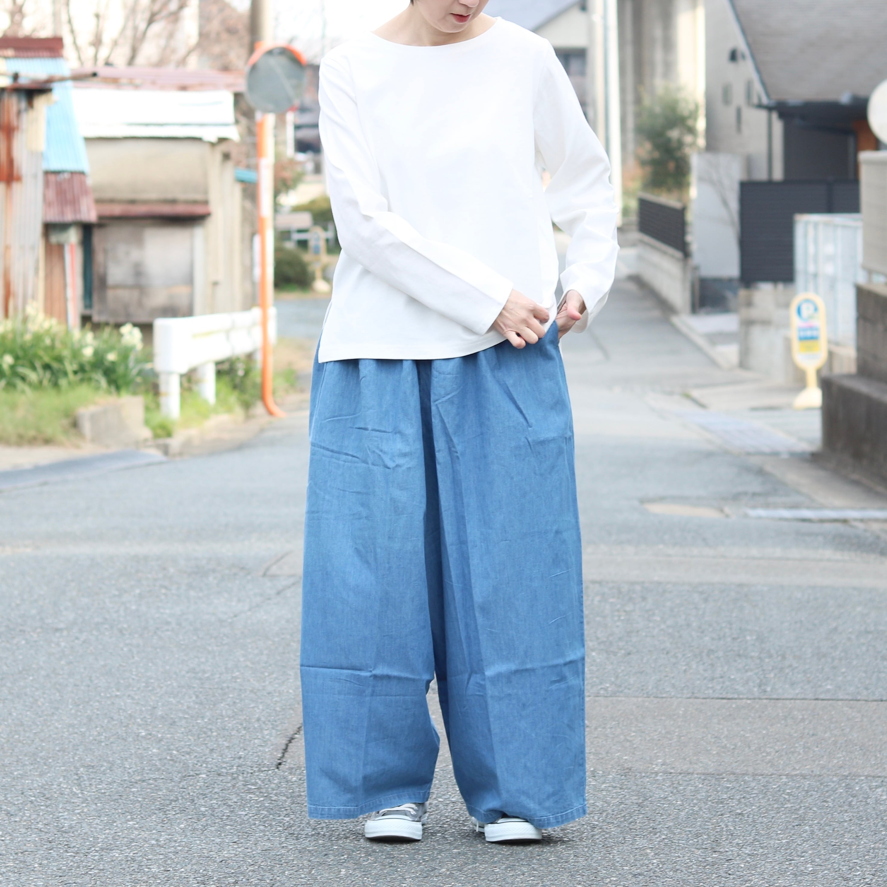 デニム タック ワイドパンツ | Zakka so-la