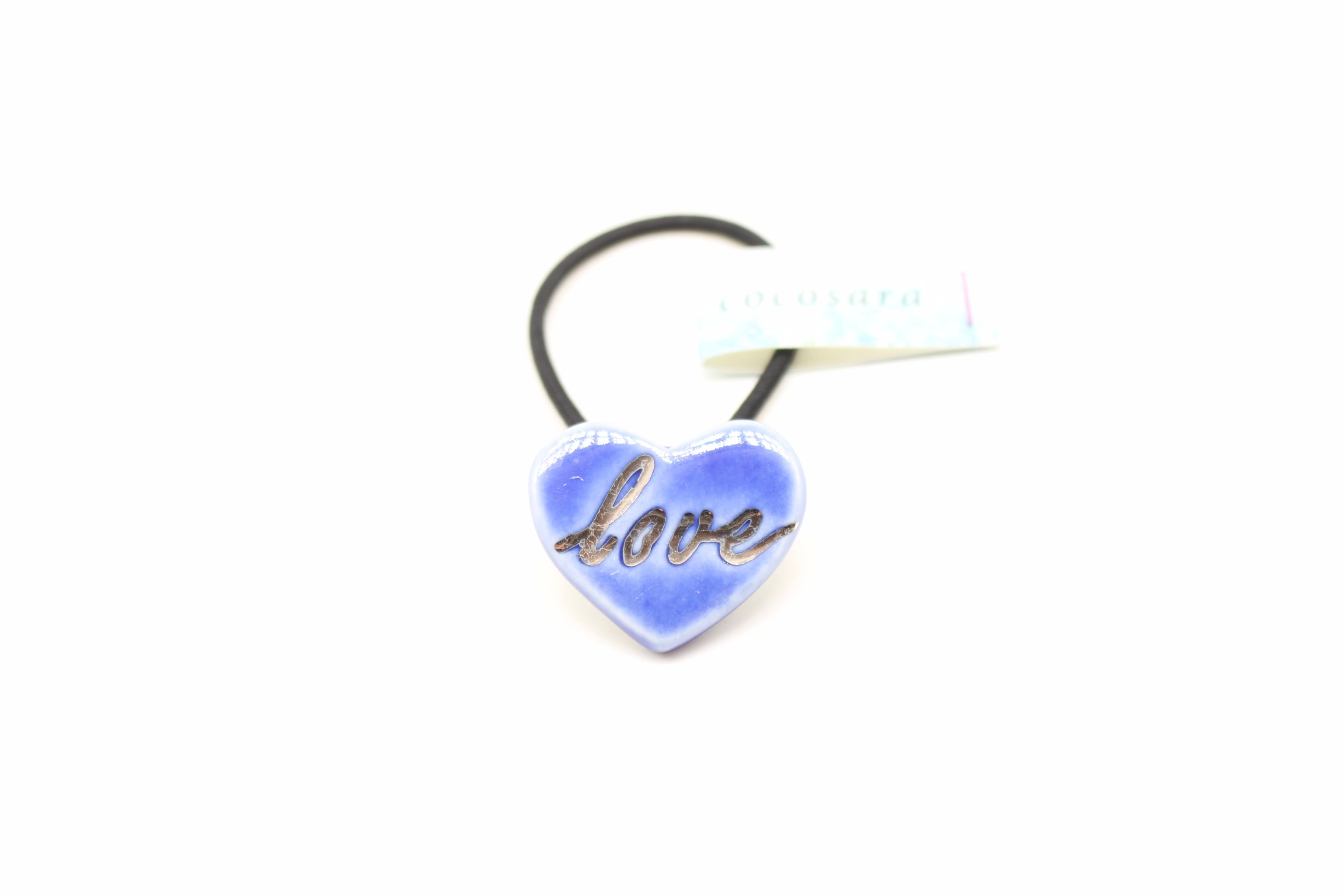 有田焼ヘアゴム Loveハート(ブルー) | 有田焼アクセサリー・陶器