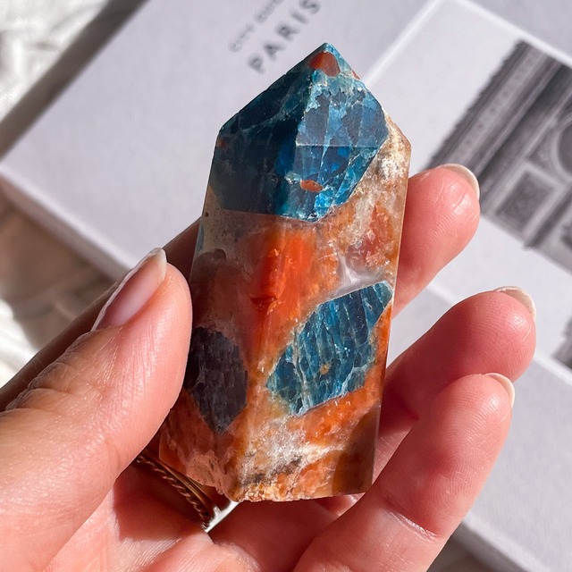 Blue apatite & Sunstone 1 ✧ ブルーアパタイト＆サンストーン