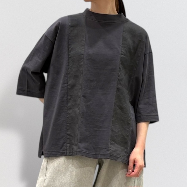 ＋2 jersey × cotton linen switching wide pullover