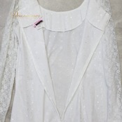フラダンス 衣装 CC Fashions CCファッション ワンピース ドレス ホワイト系 ハワイ製 ワンカラー レース 刺繍 シースルー 長袖 上品 きれい 高級感 かわいい 華やか 鮮やか 明るい 白 ハワイアン アロハ フラ ダンス レッスン 練習
