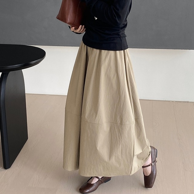 gathered waist flare skirt〈2colors〉