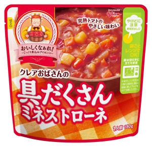 【在庫のみ】クレアおばさんの具だくさんミネストローネ 180g×5個 江崎グリコ (常温保存/非常食/備蓄/ローリングストック/レトルト/レンジ対応)