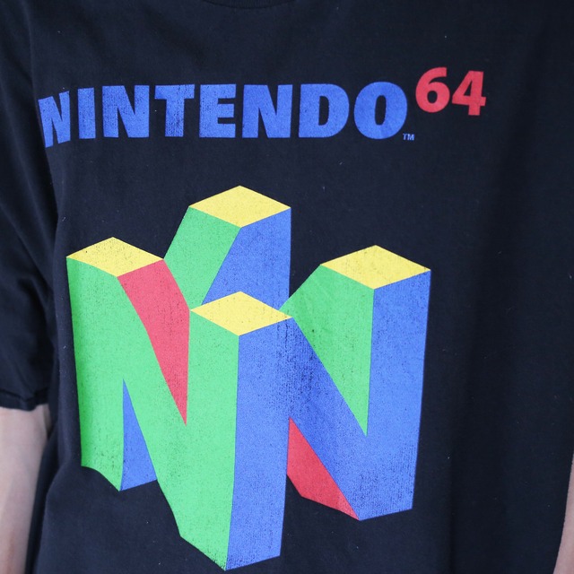 "ニンテンドー64" logo printed tee