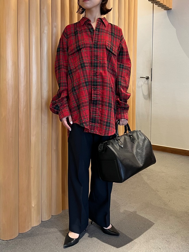 BL6-5 USED 90s Ralph CHECK SHIRT -M- "RED"