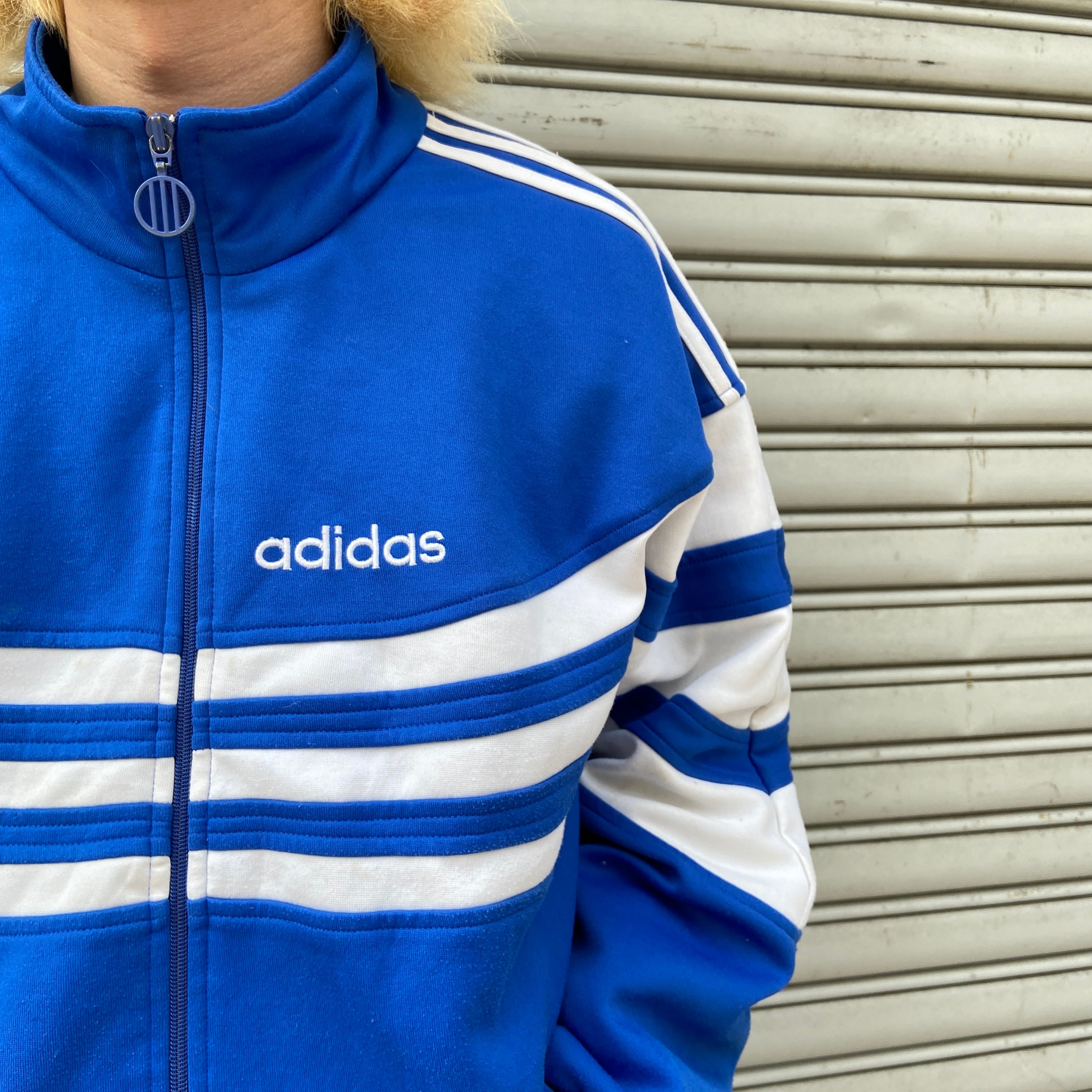 90s adidas トラックジャケット ジャージ M トレフォイル 青 | 古着屋 Uan