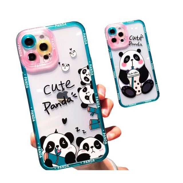 パンダ PANDA グリーン 手触りいい シリコン スマホケース iPhone