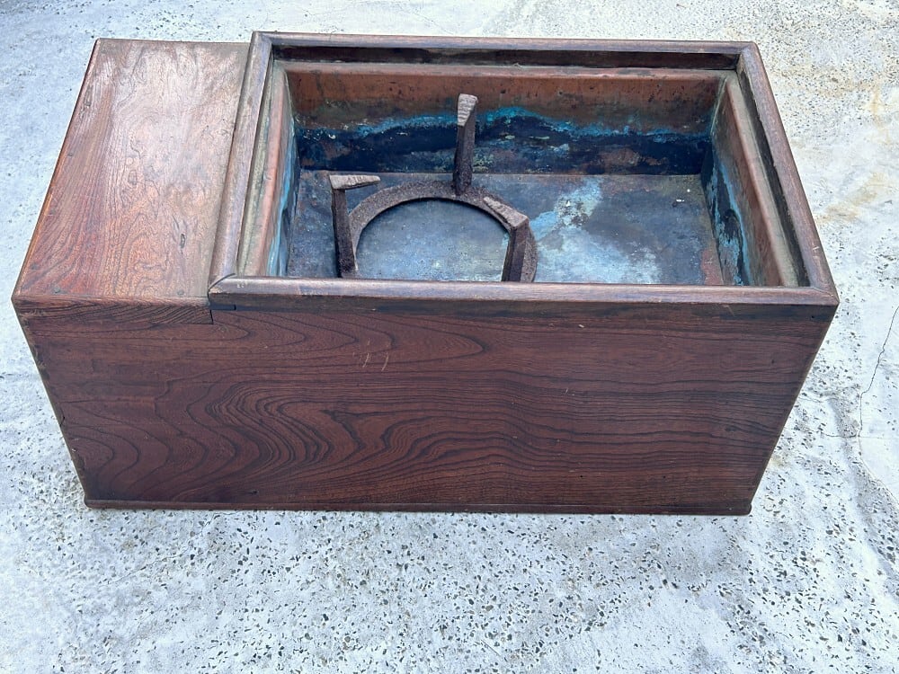 火鉢 五徳付き 囲炉裏 暖炉 暖房 木製 古道具 昭和レトロ 火鉢箸 関東  