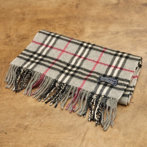 4472B Burberrys バーバリー マフラー ノバチェック カシミヤ100% グレー ヴィンテージ ブランド古着