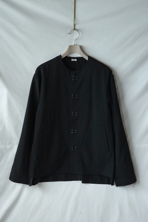 KHOKI 【No-collar Wool Gabardine Jacket  -Black-】