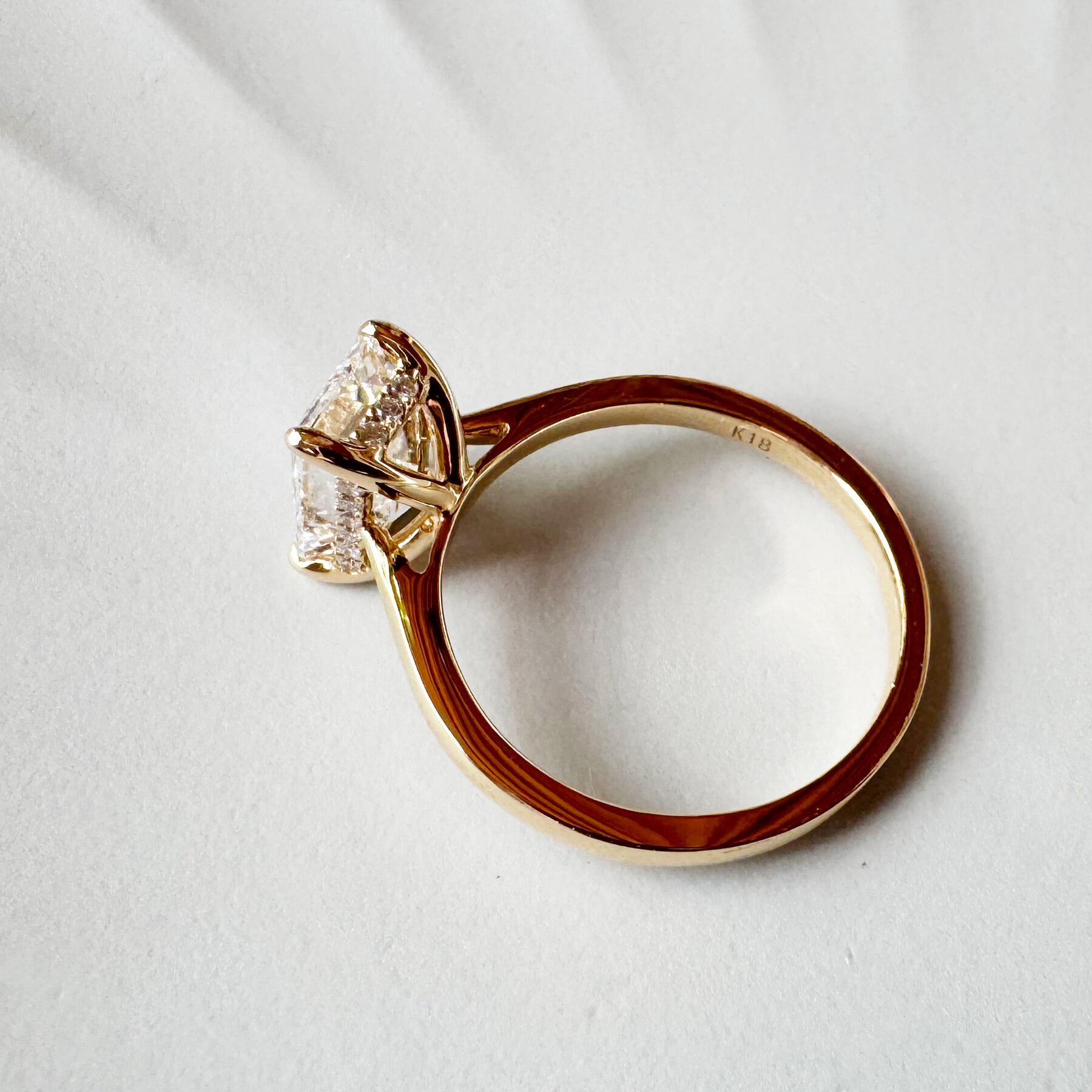 エメラルドカット ラボグロウンダイヤモンド リング 18K/Pt950 YG/PG