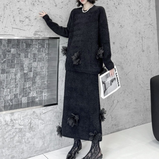 Flower motif knit setup C0908