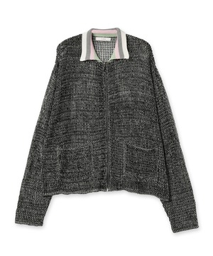 MESH ZIP UP KNIT(GREEN/BLACK)