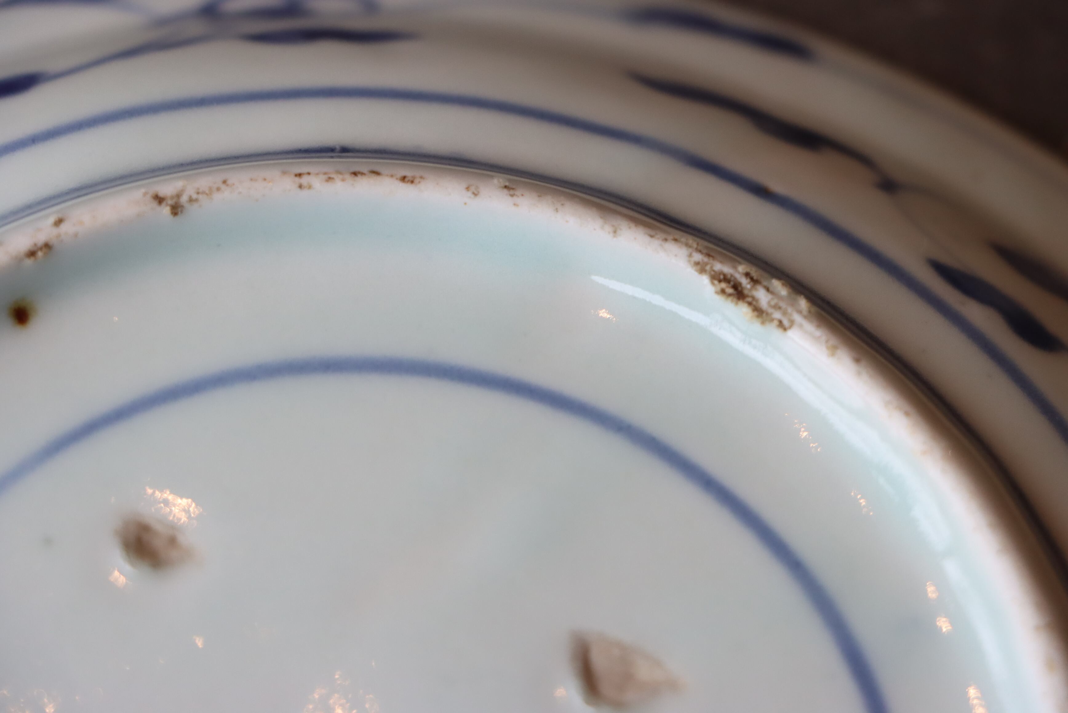 伊万里焼 染付 芙蓉手 バッタ文 中皿 七寸/Imari medium size plate