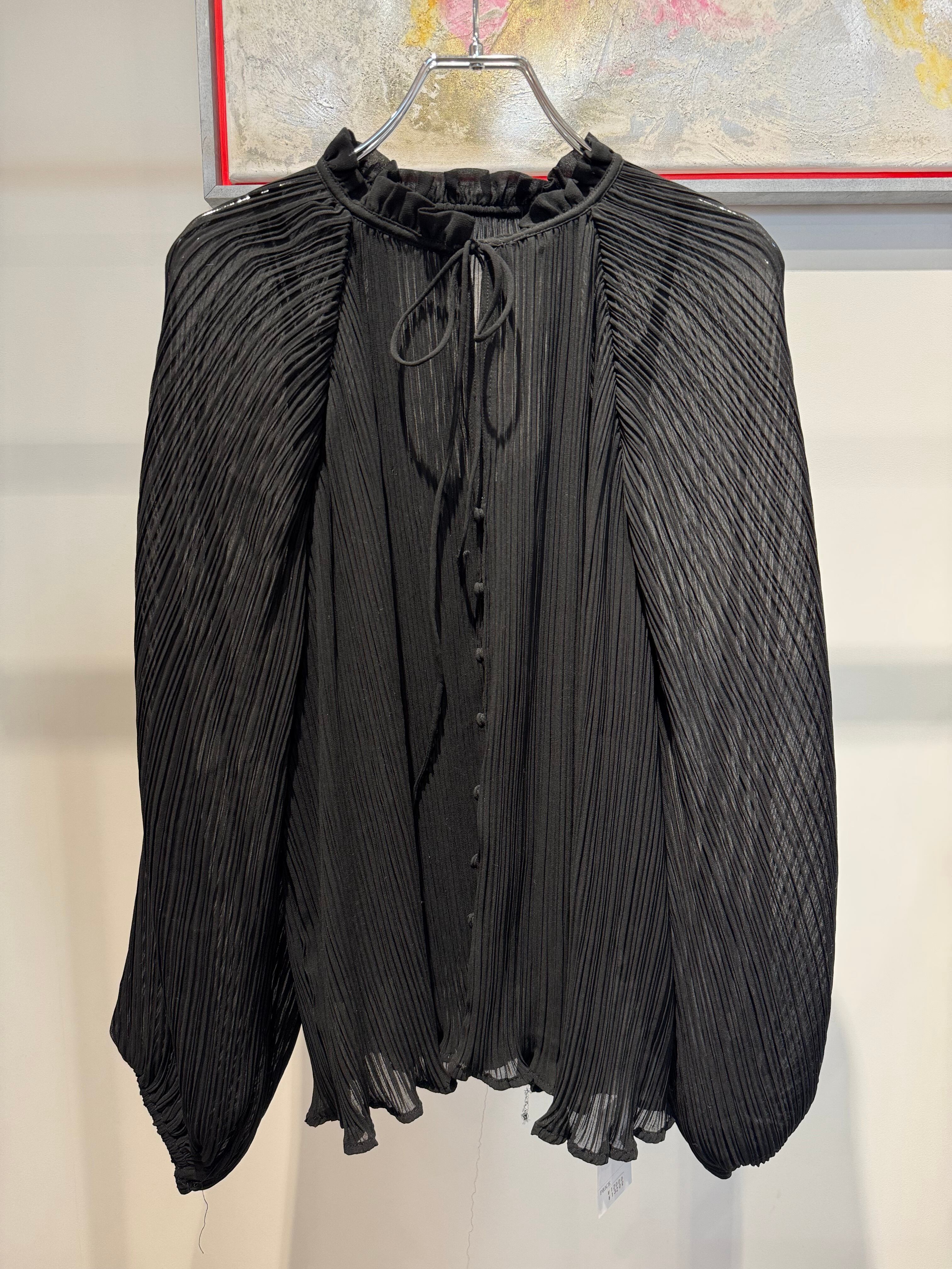 petite frill drape pleats blouse