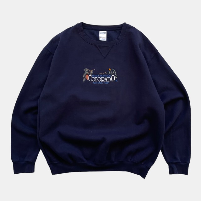USED TEEMAX crewneck sweat "COLORADO" - navy