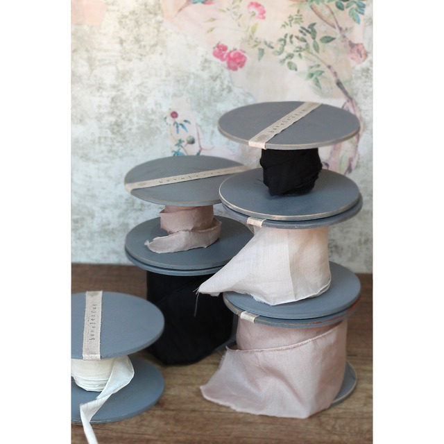 COTTON SILK コットンシルク リボン／8.black ブラック（幅/約70mm）