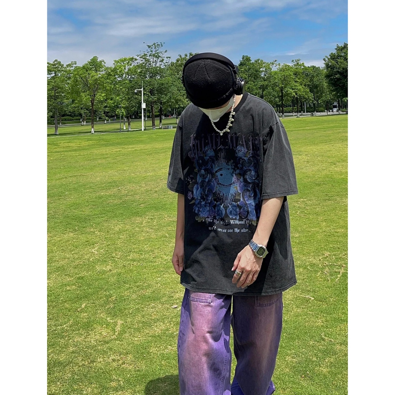 VINTAGE ストリート 蛇と花 Tシャツ T131