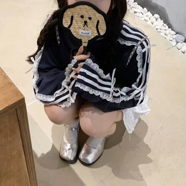 レースストライプロンT