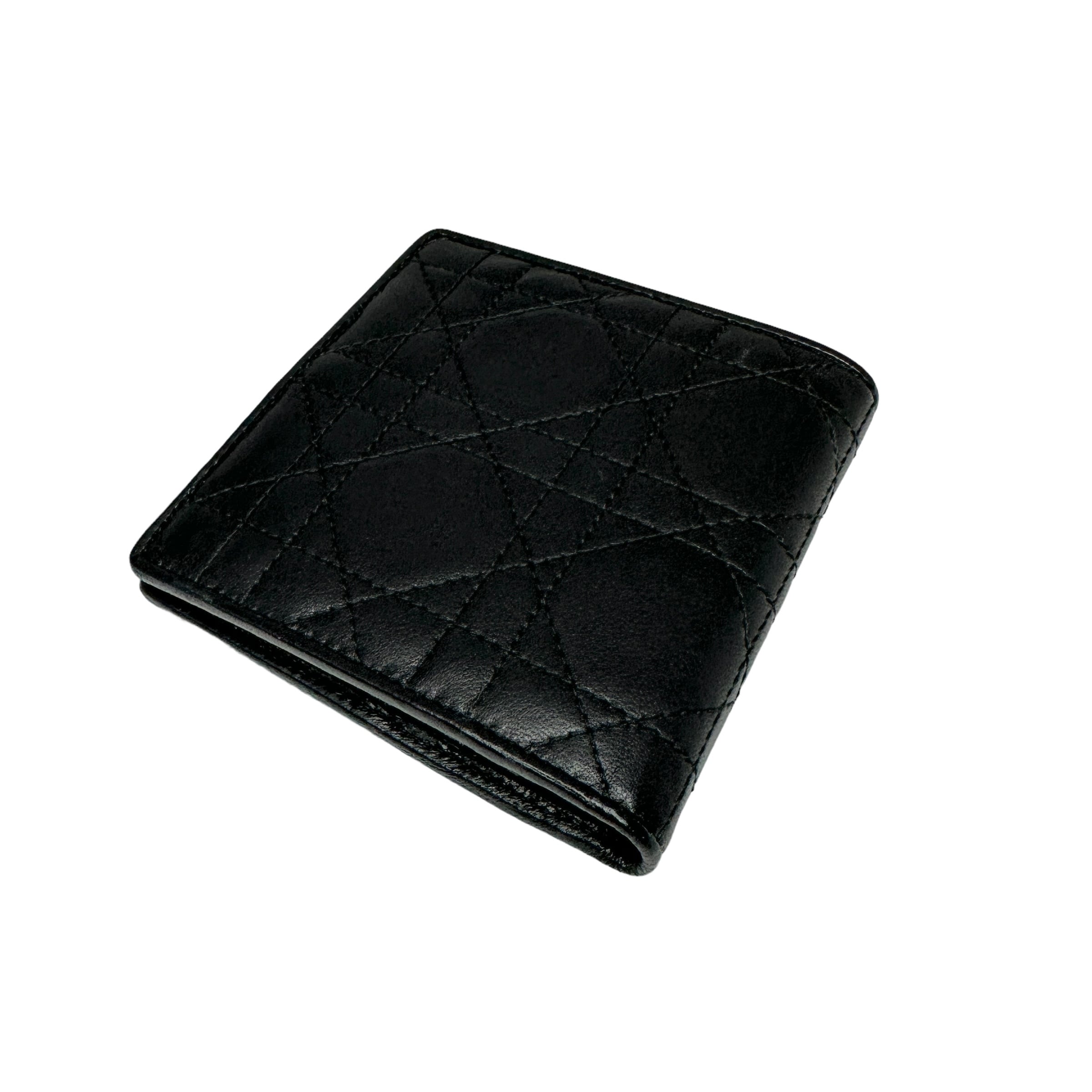 Christian Dior ディオール カナージュ 2つ折り財布 ブラック 11351
