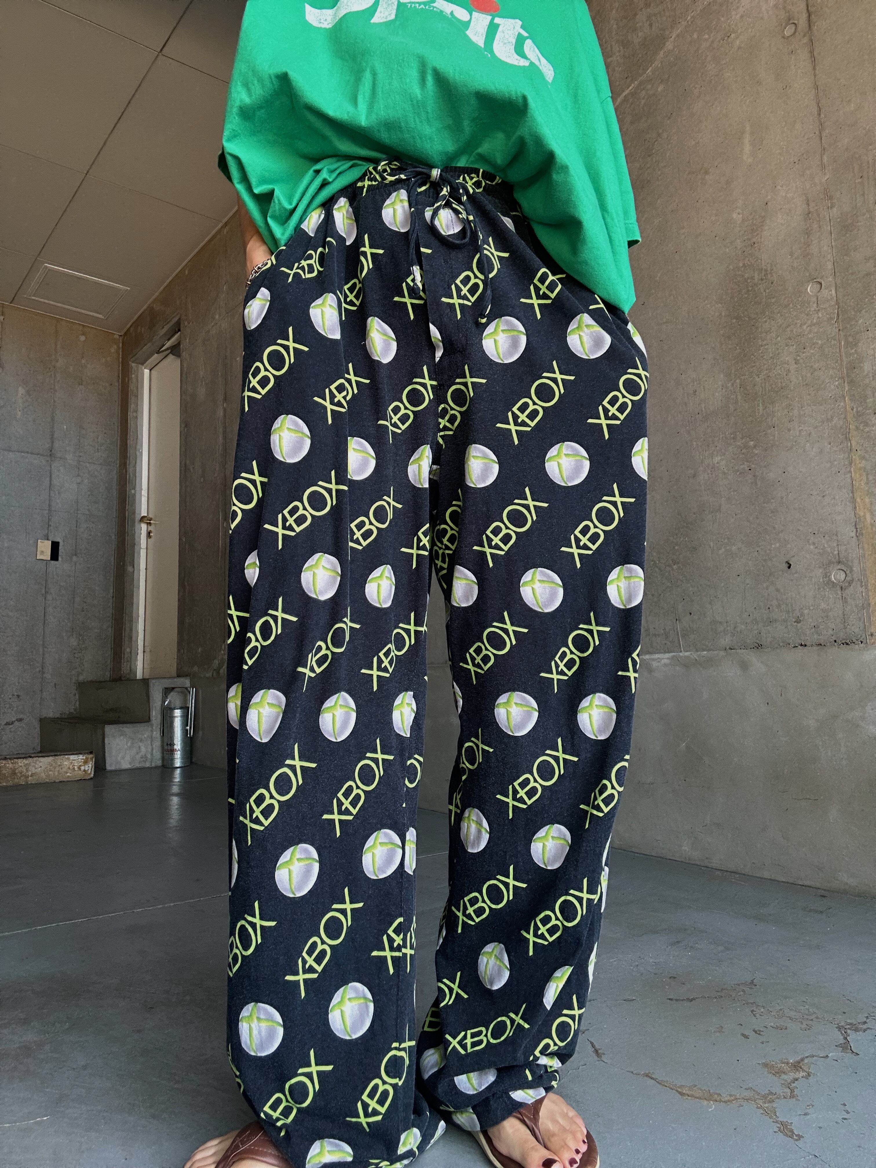 (PT878)XBOX logo printed cotton easy pants
