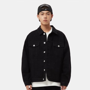 送料無料 【HIPANDA ハイパンダ】男女兼用 ロゴプリント デニムジャケット UNISEX LOGO PRINT DENIM JACKET / BLUE・BLACK