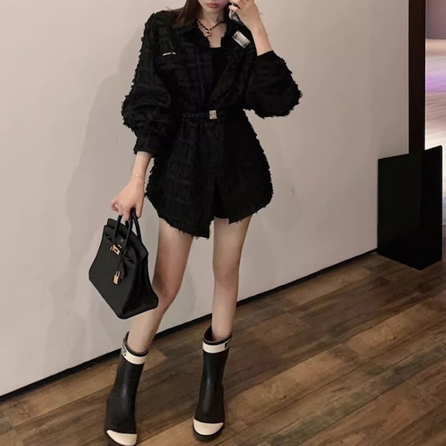 square jacquard shirt jacket 10172