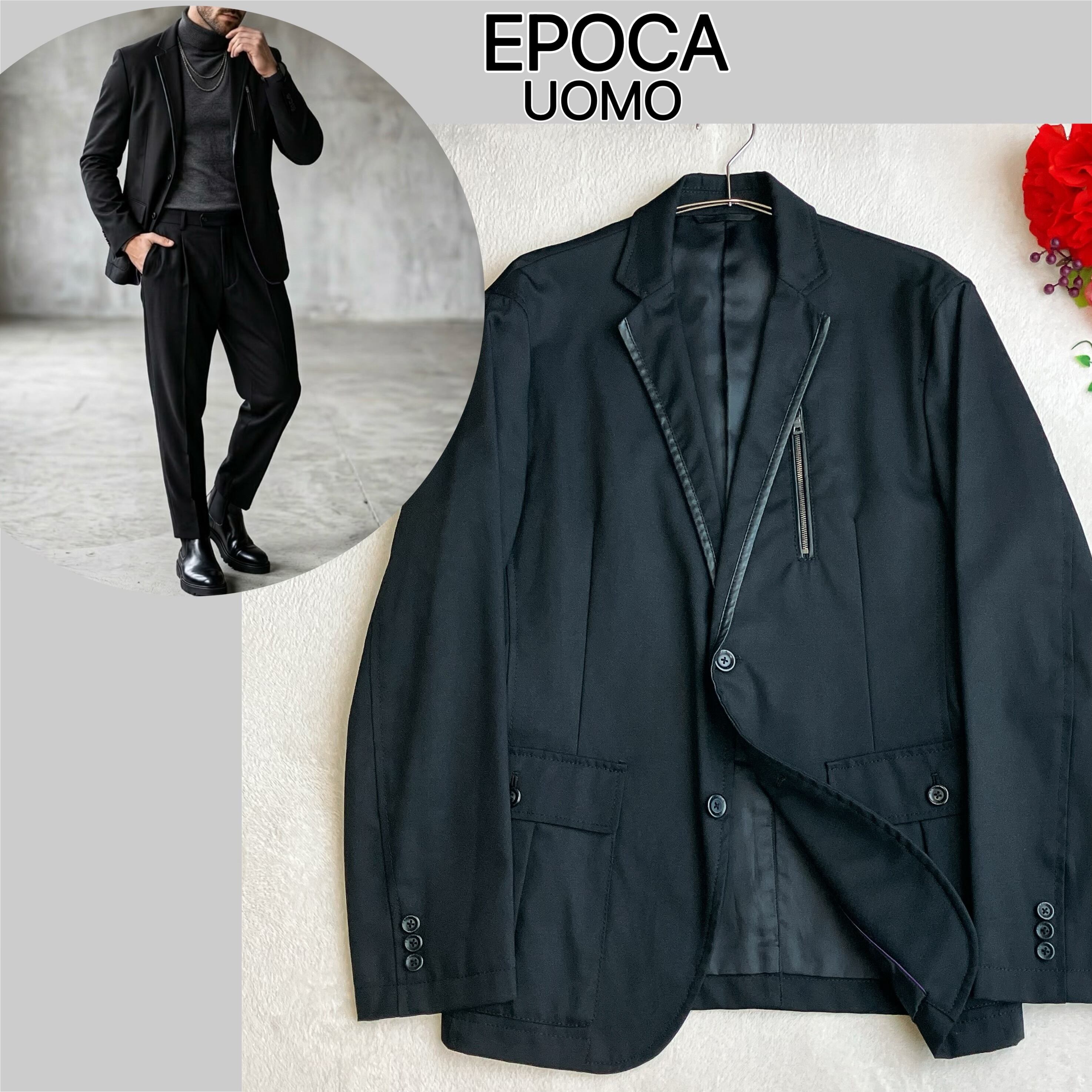 【美品】エポカ EPOCA★ダブルフェイス ノーカラーコート ウール セレモニー 美品】エポカ EPOCA☆ダブルフェイス ノーカラーコート ウール Aライン