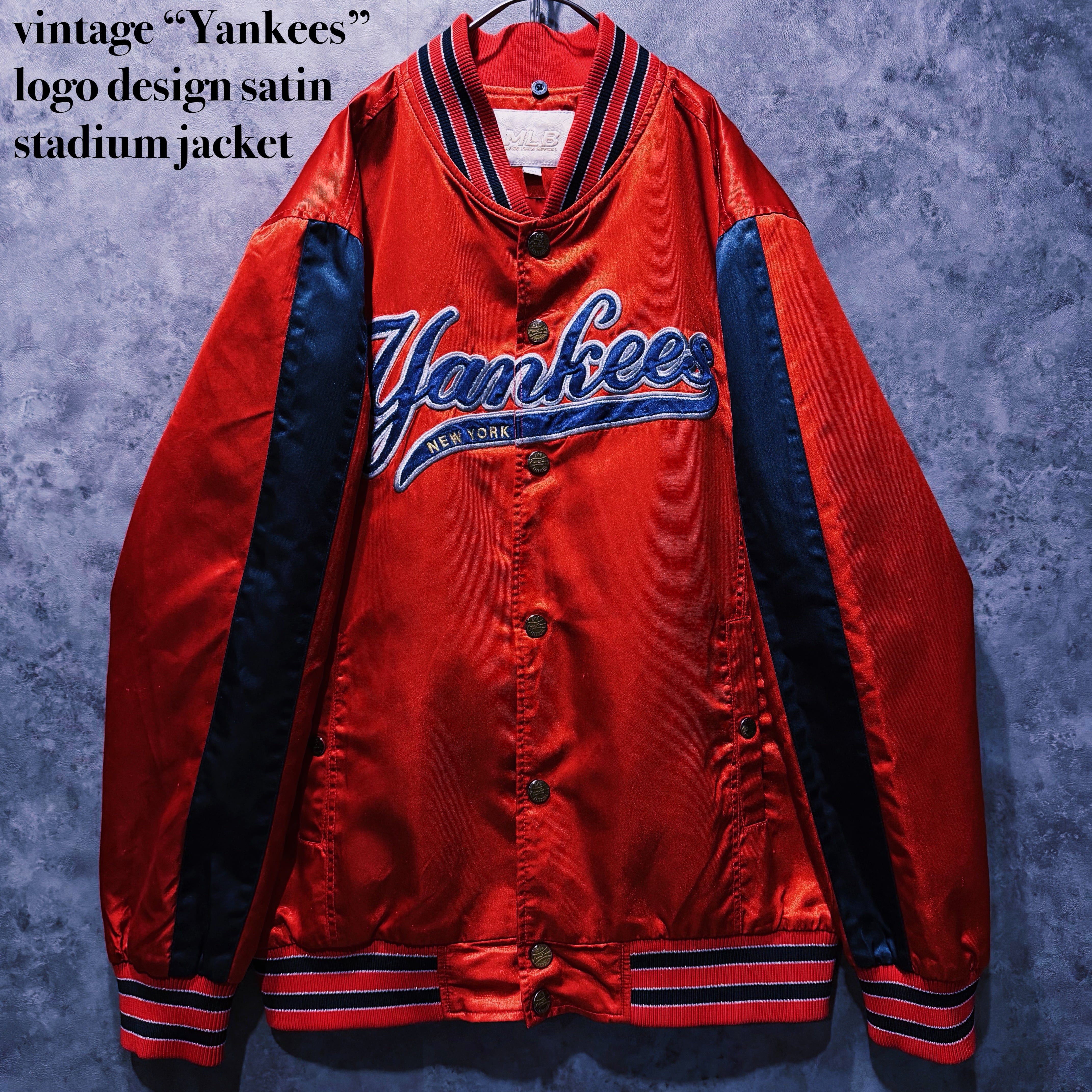 【doppio】vintage “Yankees” logo design satin stadium jacket