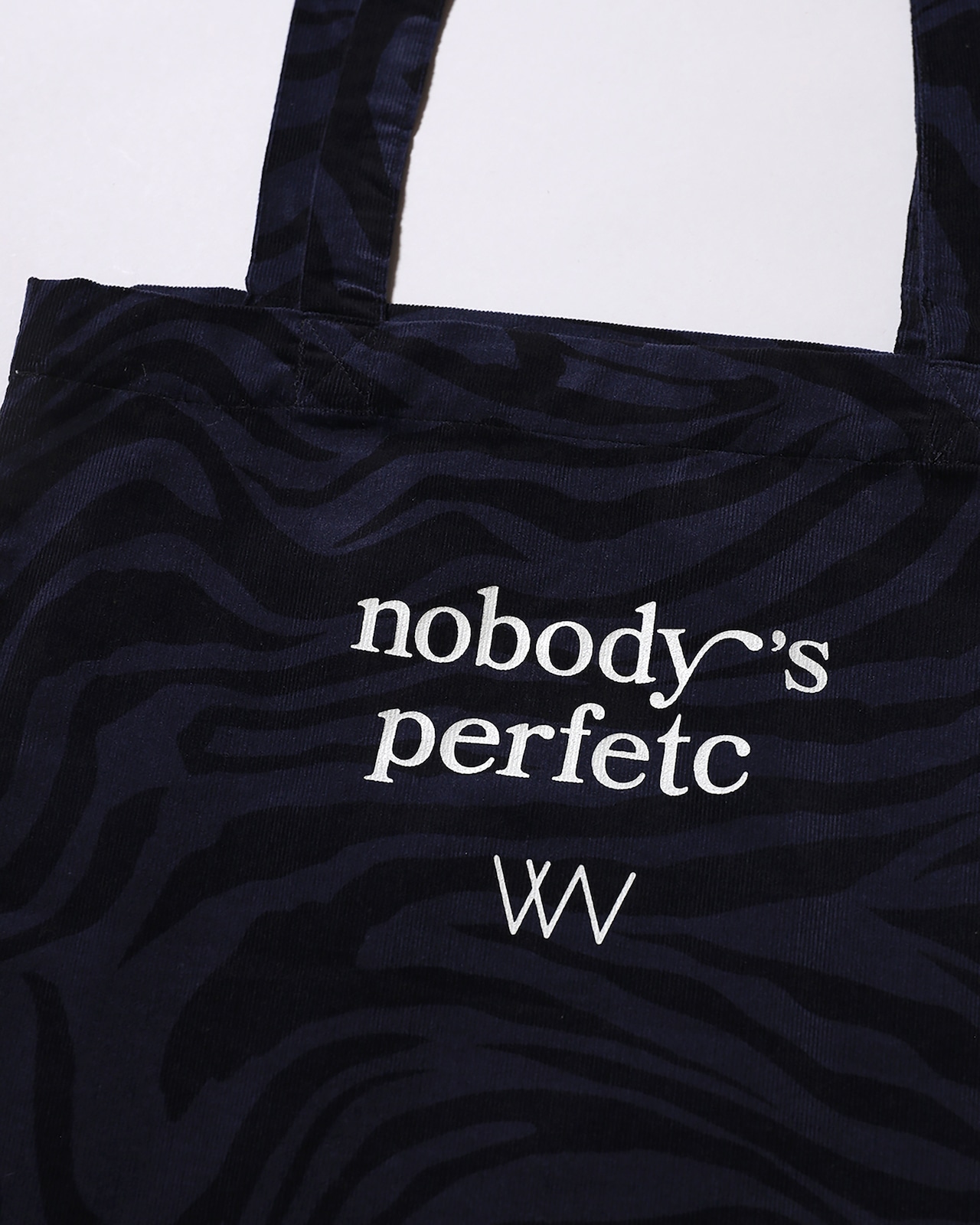 WV Original / nobody’s perfetc Tote Bag - Navy Zebra
