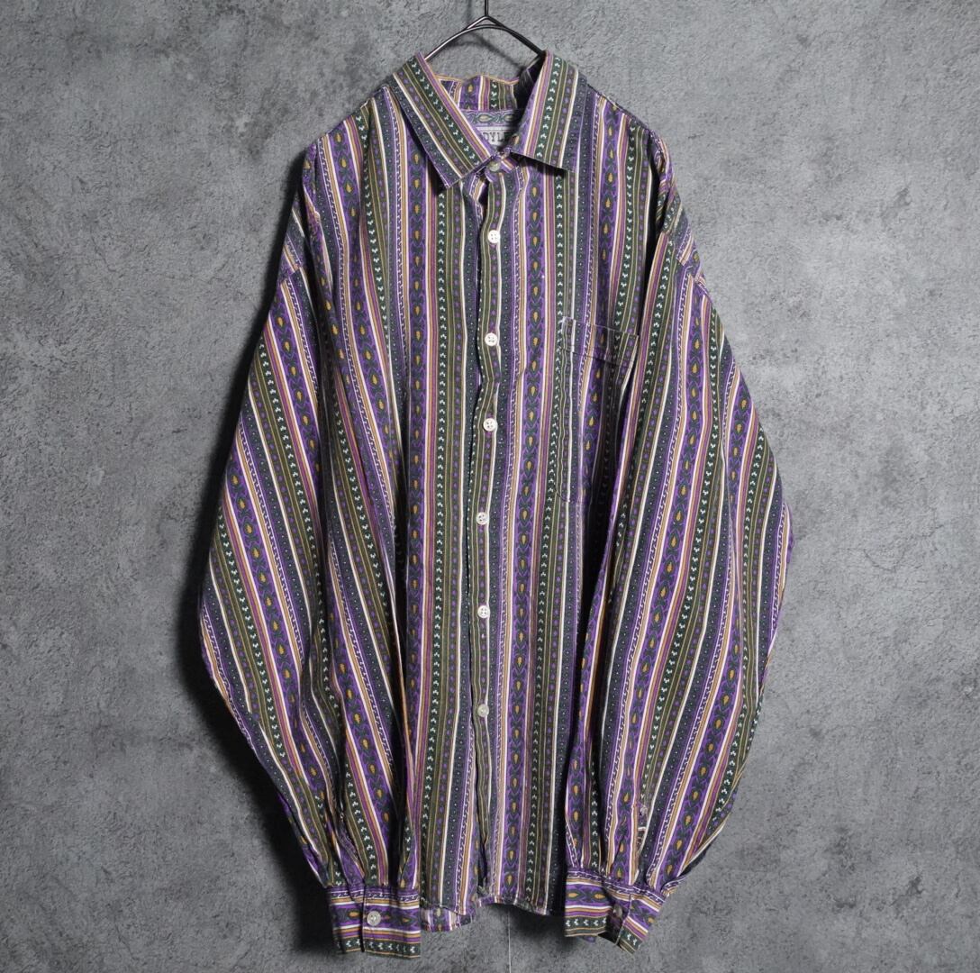 Native pattern striped shirt
