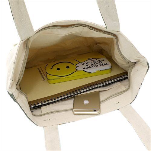 毎日使いやすい！天ファスナー付シンプル帆布トート(横型)/CHEER UPペンギン