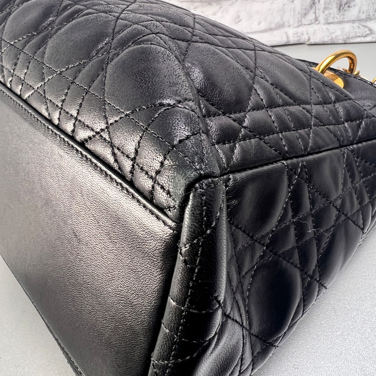 DIOR ディオール レディディオール ミディアム カナージュ  ハンドバッグ 黒 A-14122