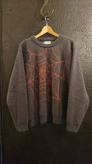 A PUZZLING HOME "SPIDER WEB JACQUARD KNIT" Gray Color